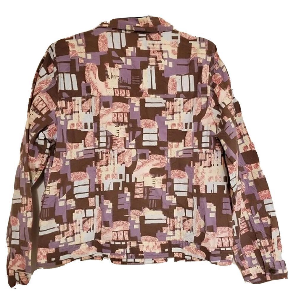 12) Christopher & Banks Womens Jacket Medium Brown Pink Lightweight Shacket - Picture 2 of 2
